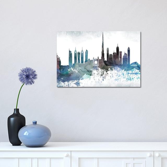 Dubai Bluish Skyline by WallDecorAddict - Wrapped Canvas Print Latitude Run Size: 30.48cm H x 45.72cm W x 1.91cm D on Productcaster.