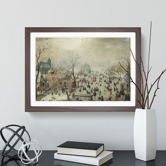 Winter Landscape with Skaters by Hendrick Avercamp - Picture Frame Painting on MDF East Urban Home Frame Option: Walnut Framed, Size: 36cm H x 48cm W on Productcaster.