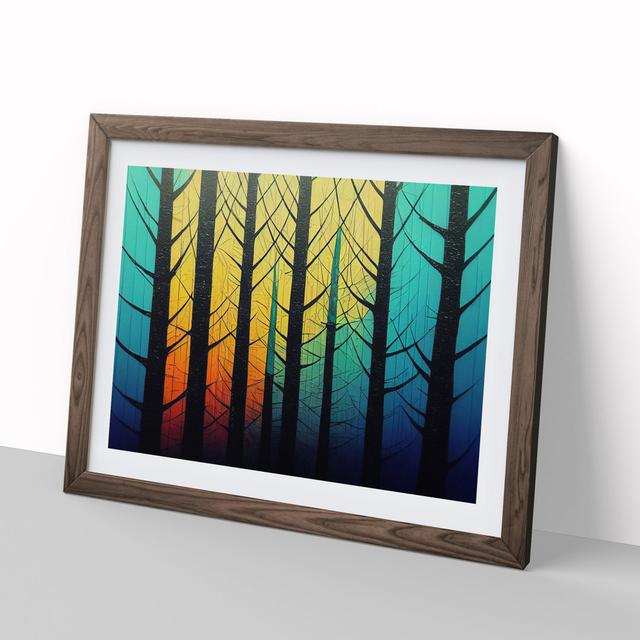 Pine Tree Forest in Abstract Vol.3 - Picture Frame Graphic Art Marlow Home Co. Size: 46cm H x 64cm W x 2cm D, Format: Walnut Framed on Productcaster.