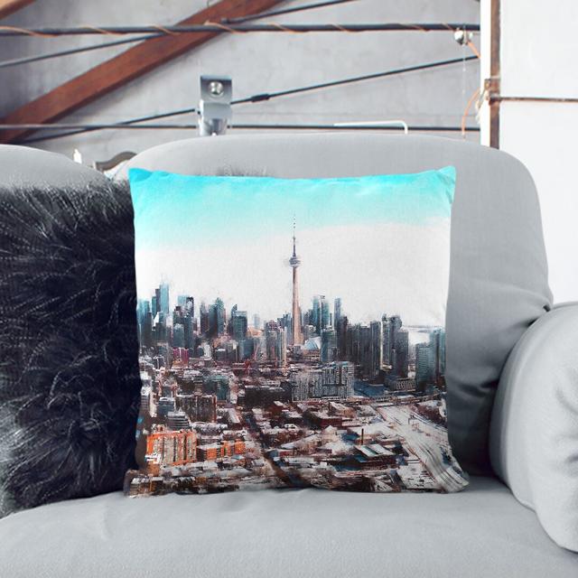 Snowy Toronto Painting Cushion with Filling East Urban Home Size: 55cm H x 55cm W x 20cm D, Backing Colour: Stone on Productcaster.