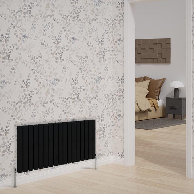 Bruner Horizontal Double Flat Panel Radiators 600x1156mm Belfry Heating Radiator Colour: Black on Productcaster.