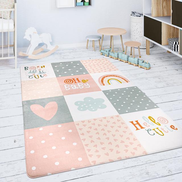 Trai Cream/Pink/Grey Rug Zoomie Kids Rug Size: Rectangle 155 x 230cm on Productcaster.