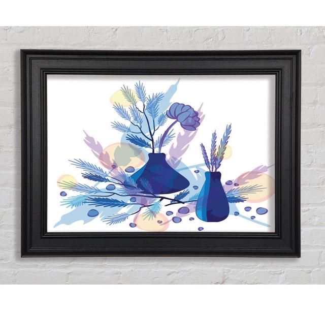 Two Blue Vases Of Flowers - Single Picture Frame Art Prints Rosalind Wheeler Size: 84.1cm H x 142.2cm W x 8cm D on Productcaster.