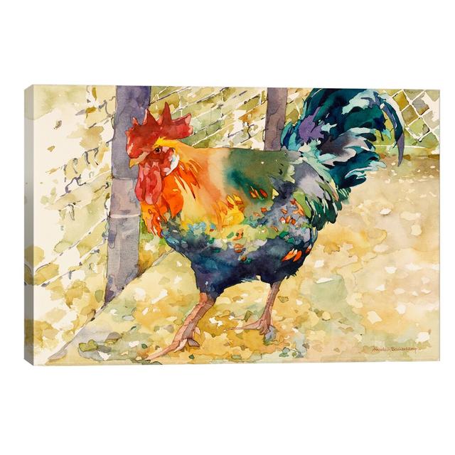 Colourful Rooster by Annelein Beukenkamp - Painting Print on Canvas August Grove Frame Option: No Frame, Size: 66.04cm H x 101.6cm W x 3.81cm D on Productcaster.