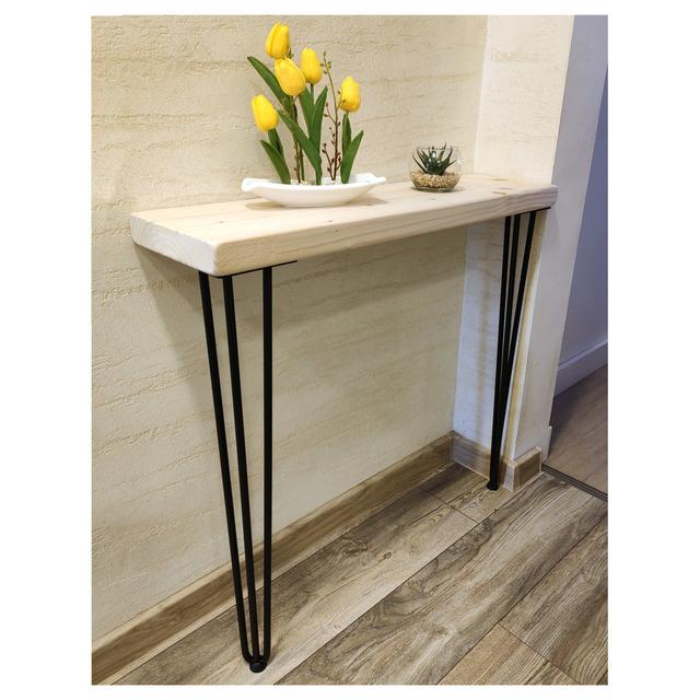 Rustic Console Table Radiator 145Mm Hairpin 3R 860Mm Teak Alpen Home Size: 106 H x 70 W x 14.5 D cm, Table Top Colour: Unprimed on Productcaster.