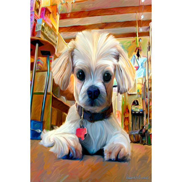 Mazel Dog - Wrapped Canvas Art Prints Marlow Home Co. Size: 122cm H x 122cm W x 3.8cm D on Productcaster.