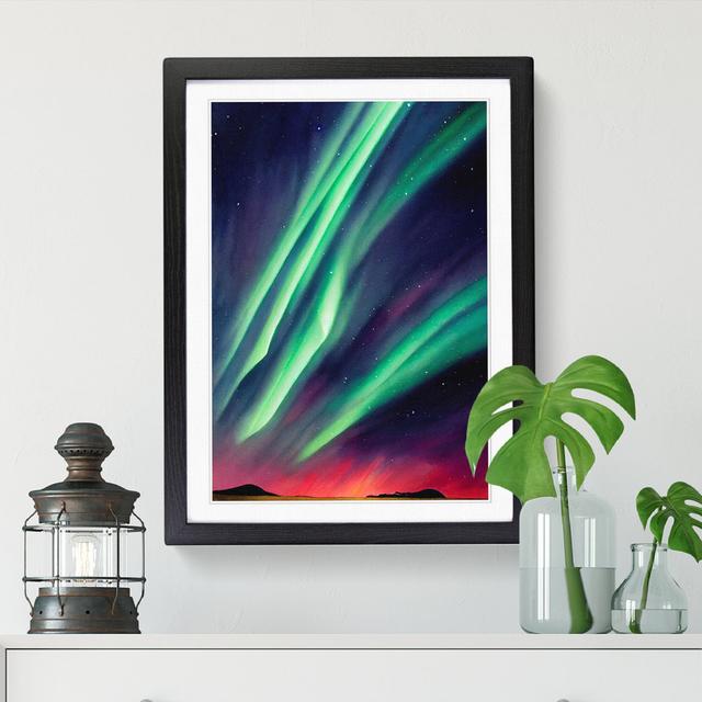 Watercolour Aurora Borealis Vol.3 - Picture Frame Graphic Art Big Box Art Size: 64cm H x 46cm W x 2cm D, Frame Colour: Walnut on Productcaster.