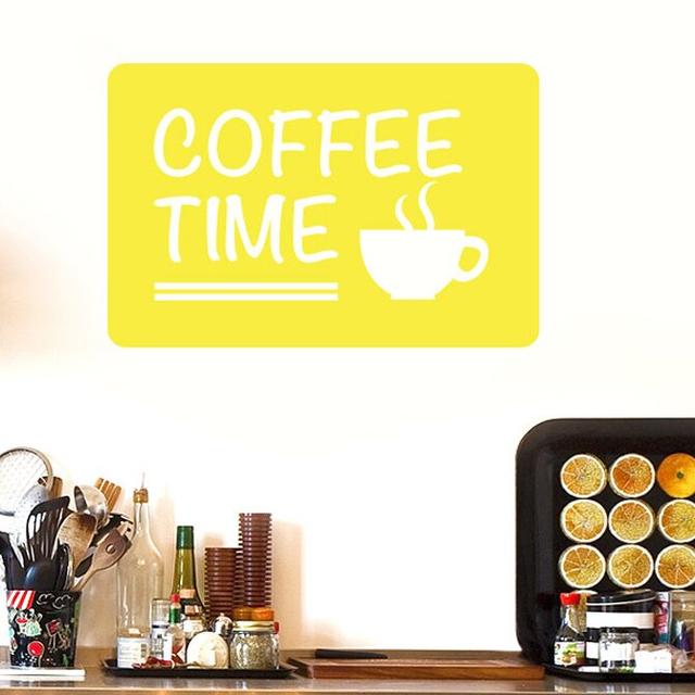 Coffee Time Wall Sticker East Urban Home Colour: Bright Yellow, Size: Medium on Productcaster.