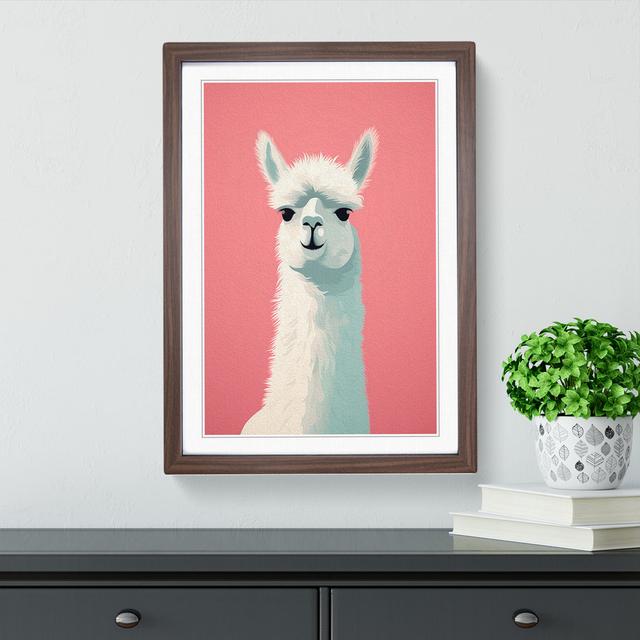 Llama Minimalism - Single Picture Frame Print on Wood World Menagerie Size: 34cm H x 25cm W x 2cm D, Format: Walnut Framed on Productcaster.