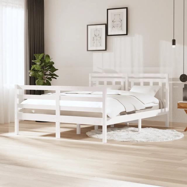 17 Stories Bed Frame Grey Solid Wood 120X200 Cm 4FT Small Double 17 Stories Colour: White, Size: 146 x 205.5 cm on Productcaster.