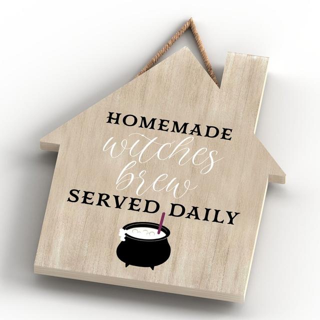 Homemade Witches Brew Wooden House Plaque The Seasonal Aisle on Productcaster.