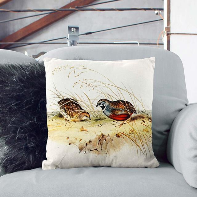 Chinese Quail by Elizabeth Gould Cushion with Filling East Urban Home Size: 40cm H x 40cm W x 15cm D, Backing Colour: Stone on Productcaster.