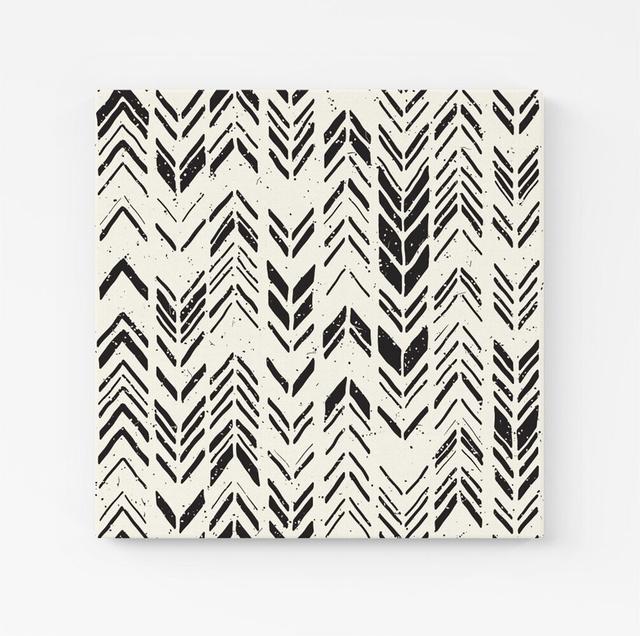 Hand Drawn Chevron Pattern - Wrapped Canvas Graphic Art Natur Pur Size: 16cm H x 16cm W x 3.8cm D on Productcaster.