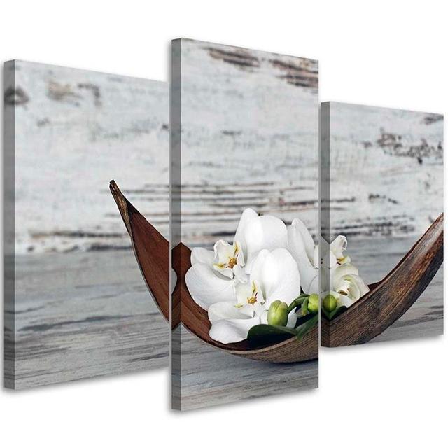 3-tlg. Leinwandbilder-Set Orchid Flowers 17 Stories Größe: 60 cm H x 90 cm B on Productcaster.