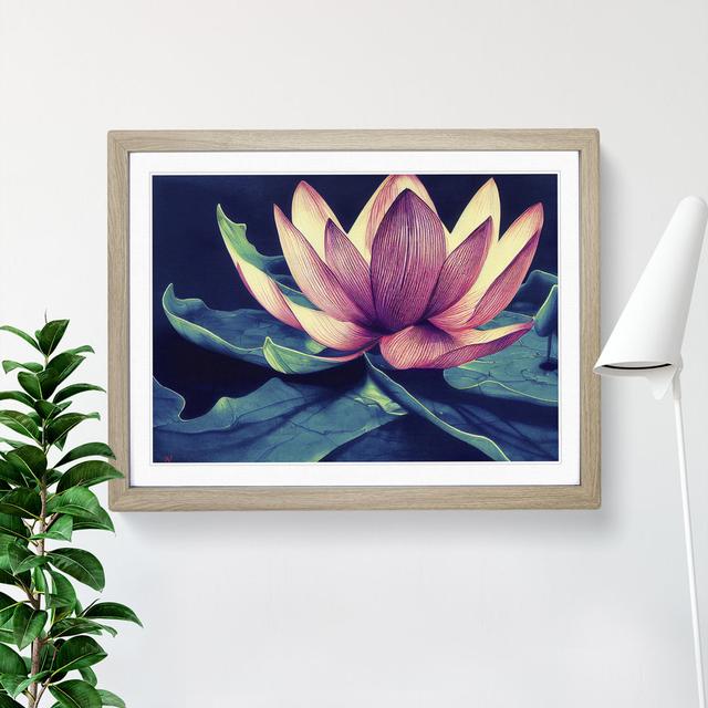 XH1022-9690X Vivacious Lotus Flower - Single Picture Frame Print Latitude Vive Size: 25cm H x 34cm W x 2cm D, Frame Colour: Oak Framed on Productcaster.