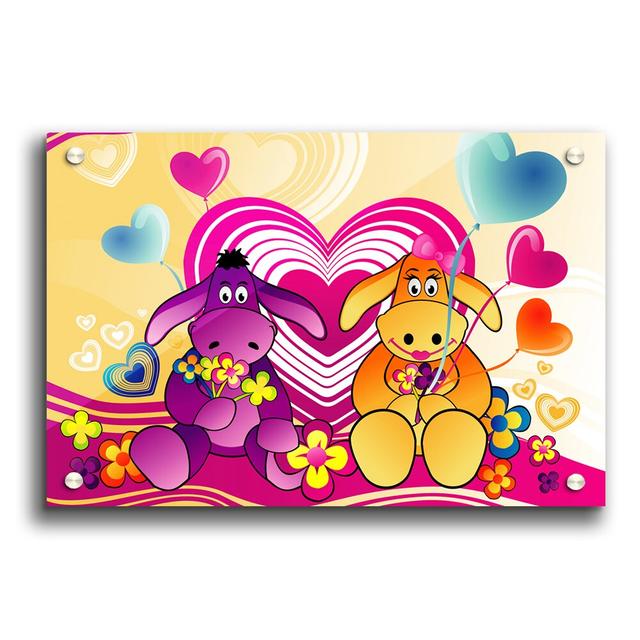 Donkeys and Hearts Celebration Paper Print East Urban Home Size: 42cm H x 59.4cm W on Productcaster.