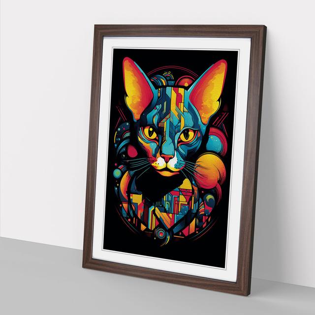 Sphynx Cat Constructivism - Single Picture Frame Art Prints on Wood Marlow Home Co. Size: 46cm H x 34cm W x 2cm D, Frame Colour: Walnut on Productcaster.