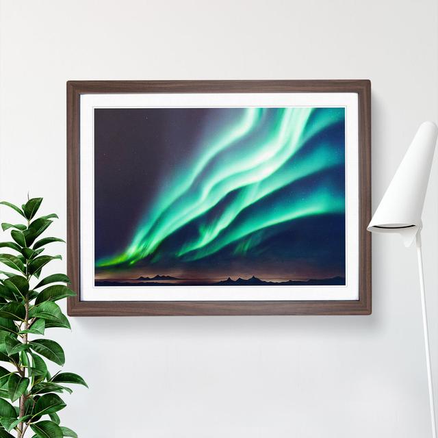 Stupendous Northern Lights - Picture Frame Graphic Art 17 Stories Size: 25cm H x 34cm W x 2cm D, Frame Colour: Walnut on Productcaster.