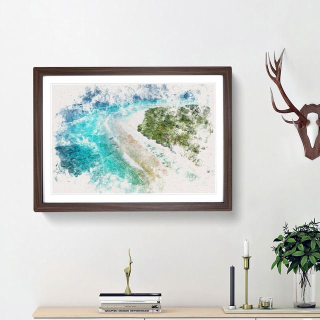 Maldives Beach Watercolour - Picture Frame Graphic Art Print East Urban Home Frame Option: Walnut Framed, Size: 45cm H x 63cm W x 2cm D on Productcaster.