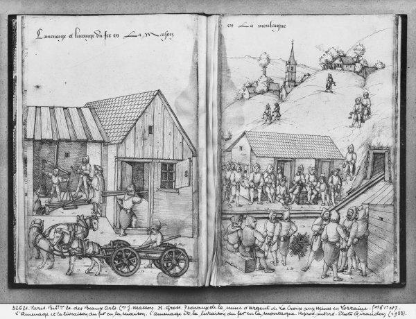 Silver Mine of La Croix-aux-Mines, Lorraine, Fol.6v and Fol.7r, Supplying and Delivering Iron, C.1530 Art Print on Paper East Urban Home Size: 30cm H on Productcaster.