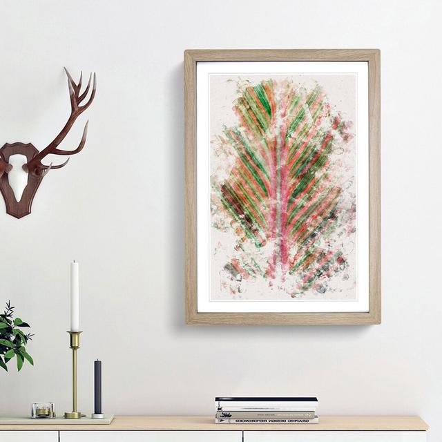 Leaf Stripes - Picture Frame Painting Print East Urban Home Frame Option: Oak Framed, Size: 45cm H x 33cm W x 2cm D on Productcaster.