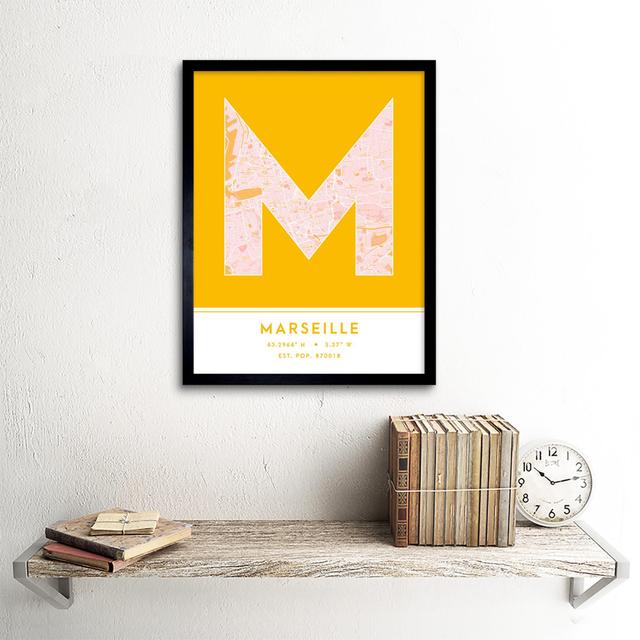 Marseille France City Map - Single Picture Frame Typography Wee Blue Coo on Productcaster.