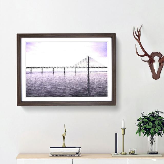 Oresund Bridge - Picture Frame Graphic Art Print East Urban Home Size: 45cm H x 63cm W x 2cm D, Frame Option: Walnut Framed on Productcaster.