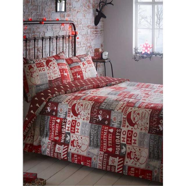 Marion Christmas Patchwork Reversible Duvet Cover Set The Seasonal Aisle Size: Super King - 2 Standard Pillowcases on Productcaster.