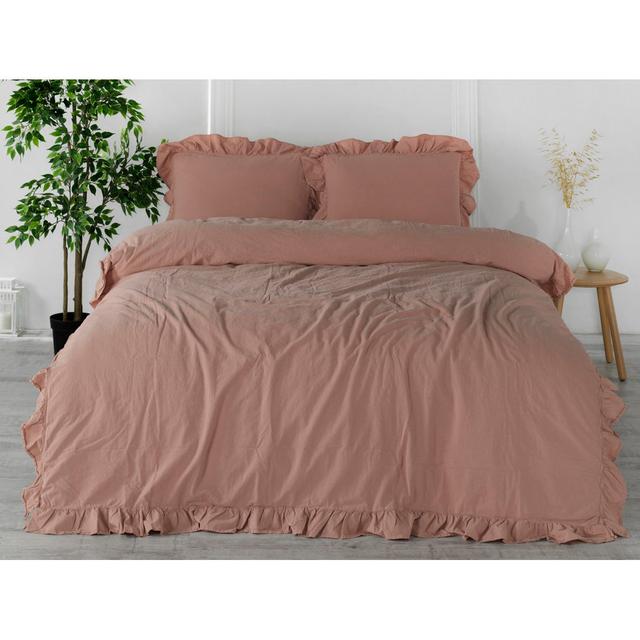 Vamyr Duvet Cover Set 100% Cotton Brambly Cottage Size: 220 x 200cm - 2 pillowcases (70 x 80 cm), Colour: Peach on Productcaster.