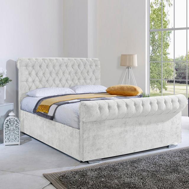 Fancy_Sleigh Bed Mercer41 Colour: White, Size: Kingsize (5') on Productcaster.