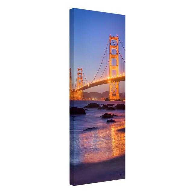 Golden Gate Bridge in the Evening - Wrapped Canvas Graphic Art Ebern Designs Format: 260g/m² canvas, Size: 120cm H x 40cm W on Productcaster.