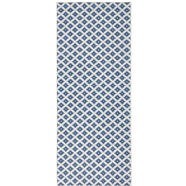 Nizza In- und Outdoor Teppich - Wetterfest Geometrisches Muster für Garten, Balkon - Blau Creme Northrugs Teppichgröße: Läufer 80 x 350 cm on Productcaster.