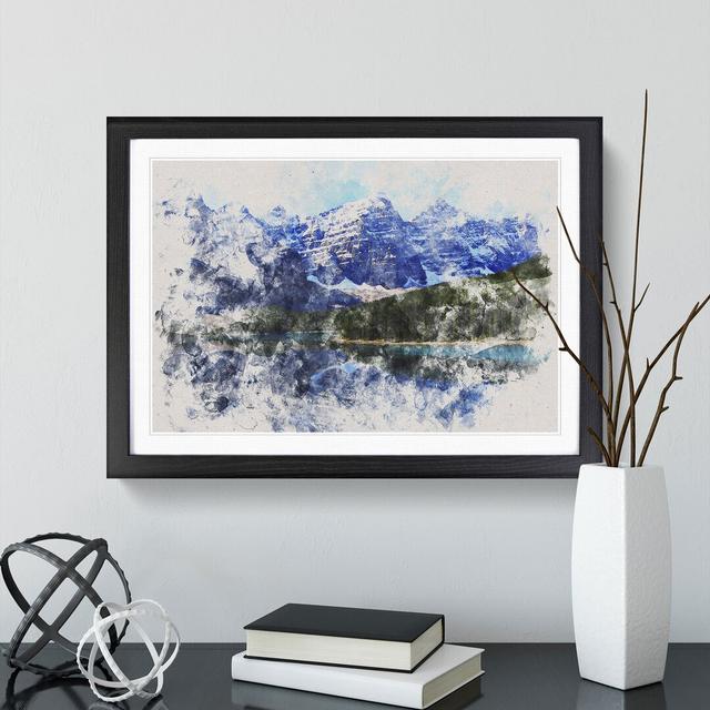 Mountain in Banff Park Canada Watercolour - Picture Frame Graphic Art East Urban Home Frame Option: Black Framed, Size: 36cm H x 48cm W x 2cm D on Productcaster.