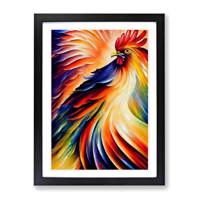 Turah Rooster Painted - Picture Frame Graphic Art Brambly Cottage Frame Colour: Black, Size: 64cm H x 46cm W x 2cm D on Productcaster.