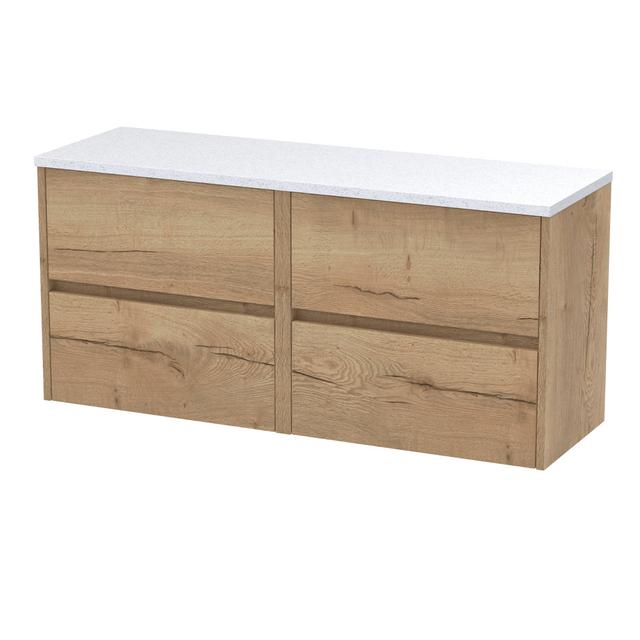 Havana 120.5Cm Wall Mounted Double Bathroom Vanity Base Only Hudson Reed Base Finish: Autumn Oak on Productcaster.