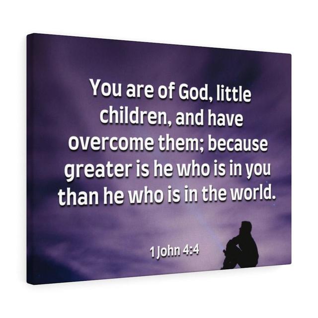 Overcome 1 John 4:4 - Wrapped Canvas Print Blue Elephant Size: 46cm H x 61cm W on Productcaster.