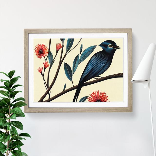 Bird Deco - Picture Frame Graphic Art 17 Stories Size: 46cm H x 64cm W x 2cm D, Frame Colour: Oak Framed on Productcaster.