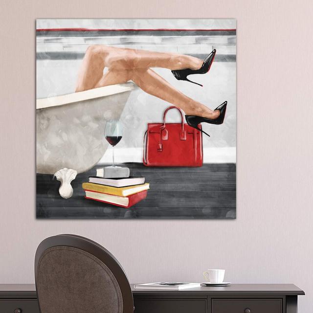 Wine And Bath by Mlli Villa - Wrapped Canvas Print Latitude Run Size: 93.98cm H x 93.98cm W x 1.91cm D on Productcaster.