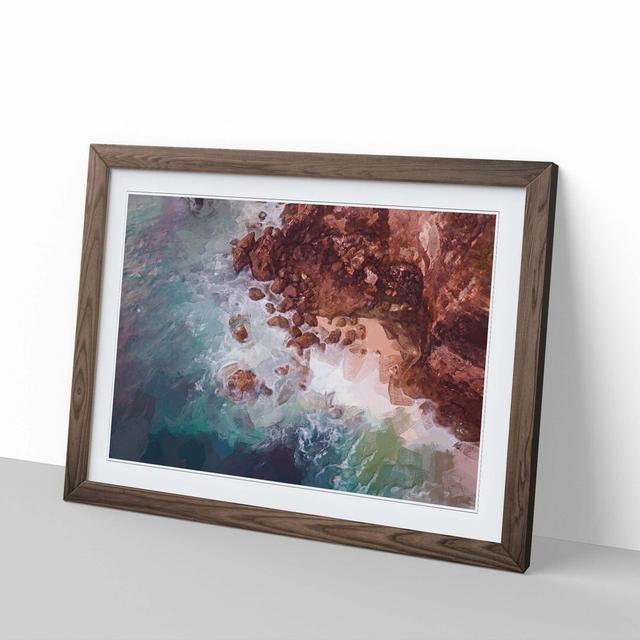 Rock Meeting the Ocean in Abstract - Picture Frame Graphic Art Print East Urban Home Frame Option: Walnut, Size: 40cm H x 60cm W x 2cm D on Productcaster.