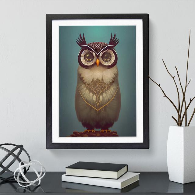 The Iconic Owl - Single Picture Frame Print Alpen Home Frame Colour: Black Framed, Size: 34cm H x 25cm W x 2cm D on Productcaster.