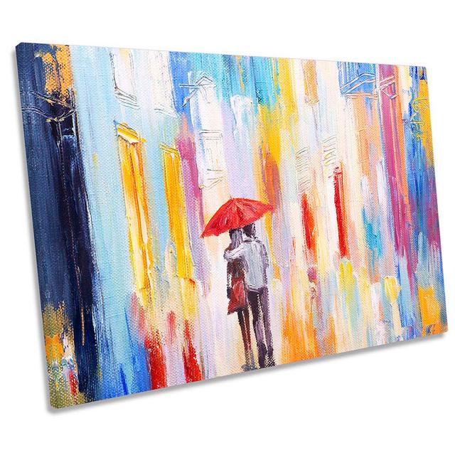 Z2386 Umbrella Couple Abstract - Wrapped Canvas Art Prints Rosalind Wheeler Size: 30.5cm H x 45.7cm W x 2cm D on Productcaster.