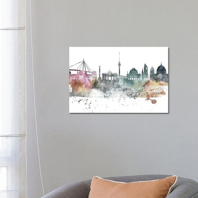 Berlin Pastel Skyline by WallDecorAddict - Wrapped Canvas Painting Latitude Run Size: 45.72cm H x 66.04cm W x 3.81cm D on Productcaster.