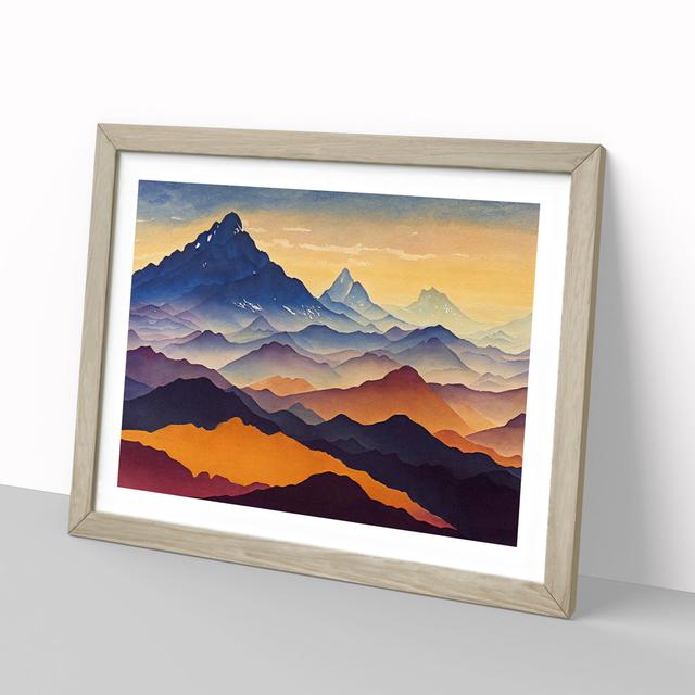 Watercolour Mountain Landscape Vol.1 - Picture Frame Painting Alpen Home Size: 25cm H x 34cm W x 2cm D, Frame Colour: Oak on Productcaster.