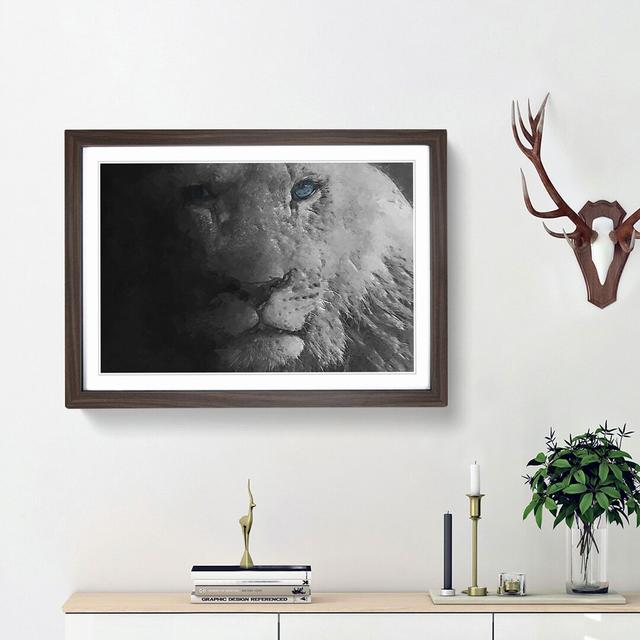 Teal Blue Eyes of a Lion in Abstract - Picture Frame Graphic Art Print on MDF East Urban Home Size: 27cm H x 36cm W x 2cm D, Frame Option: Walnut Fram on Productcaster.