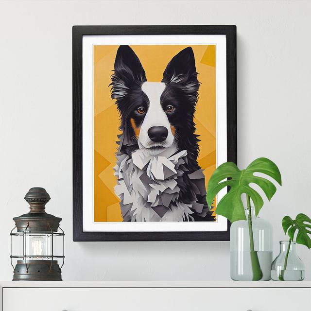 Border Collie Cubism - Single Picture Frame Graphic Art Marlow Home Co. Size: 34cm H x 25cm W x 2cm D, Format: Brown Framed on Productcaster.