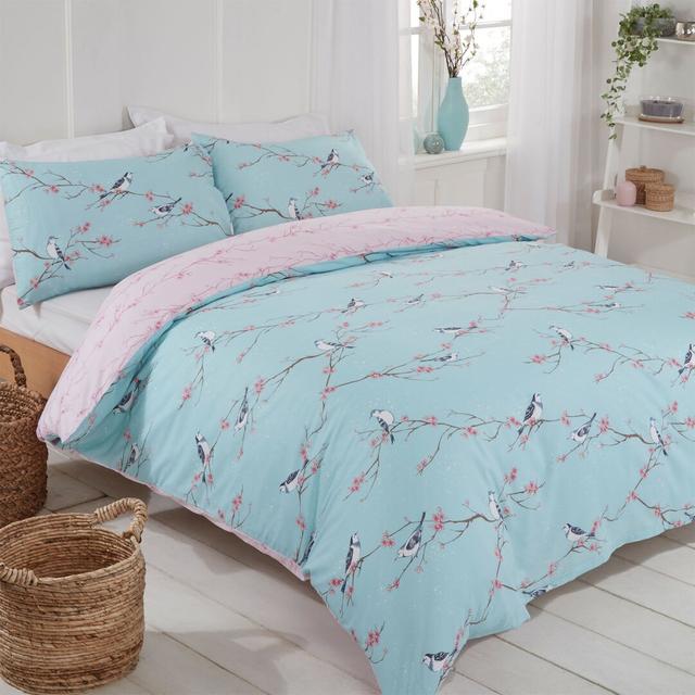 Ranstead Duvet Cover Set Brayden Studio Colour: Duck Egg, Size: Double Duvet Cover + 2 Standard Pillowcases on Productcaster.