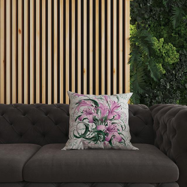 Lily Legends Indoor / Outdoor Floral Square Cushion With Filling AmritaSen Größe: 46 cm H x 46 cm B, Farbe: Braun/Grün/Rosa geblümt on Productcaster.