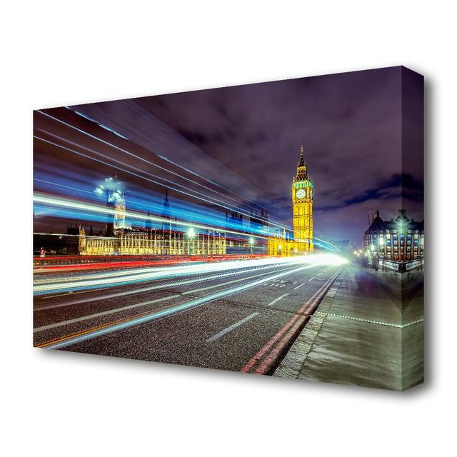 Big Ben Speed of Light 1 London Graphic Art Print on Canvas East Urban Home Size: 81.3 cm H x 121.9 cm W on Productcaster.