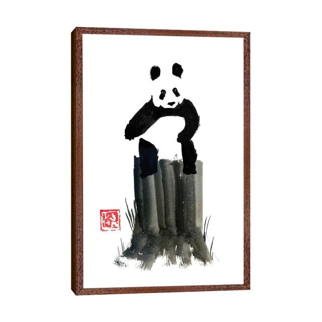 Panda On The Cut Tree by Péchane - Painting on Canvas Bloomsbury Market Format: Classic Brown Wood Framed, Size: 152.4cm H x 101.6cm W x 3.81cm D on Productcaster.