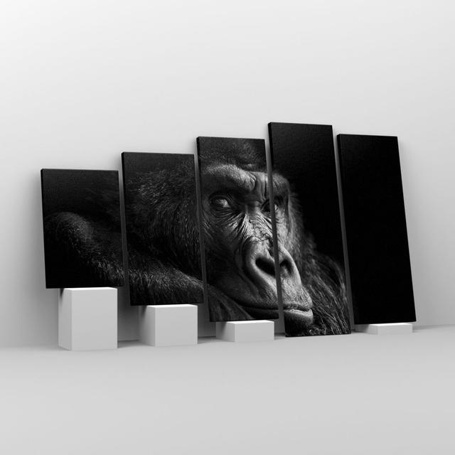 Monkey Gorilla Portrait - 5 Piece Wrapped Canvas Photograph Ebern Designs Size: 60cm H x 100cm W on Productcaster.